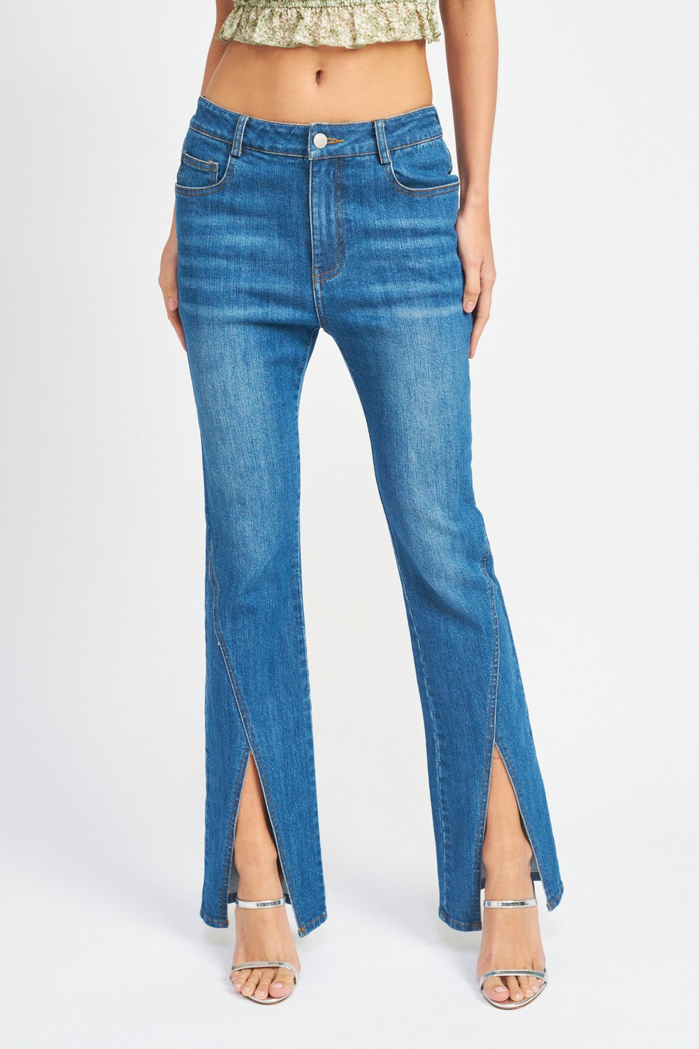 Split Front Flare Jeans