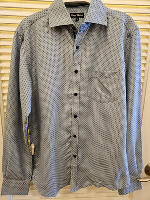 Men's Patterned Button Up L.Blue