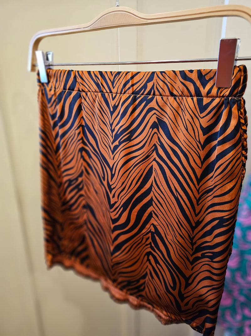 Tiger Striped Mini Skirt
