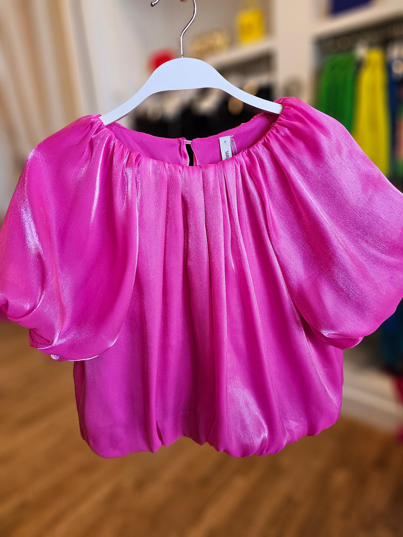 Bubble Hem Satin Top