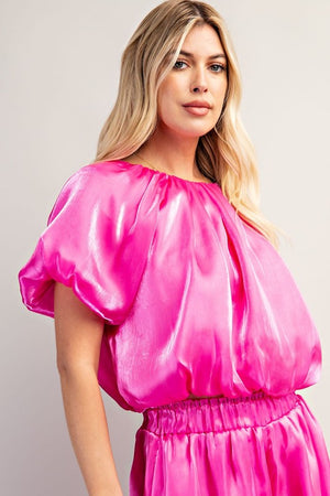 Bubble Hem Satin Top