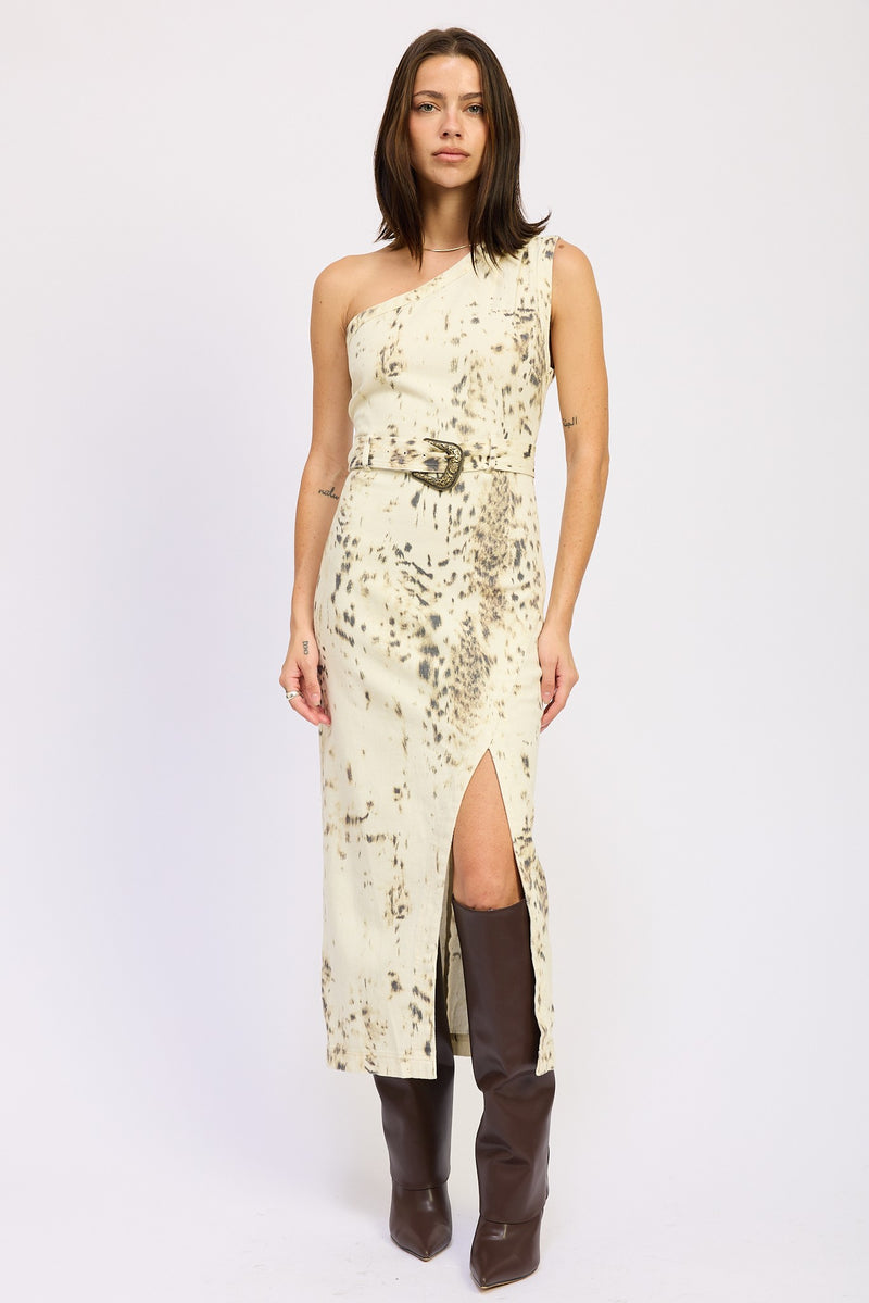 Western Buckle One Shoulder Dress