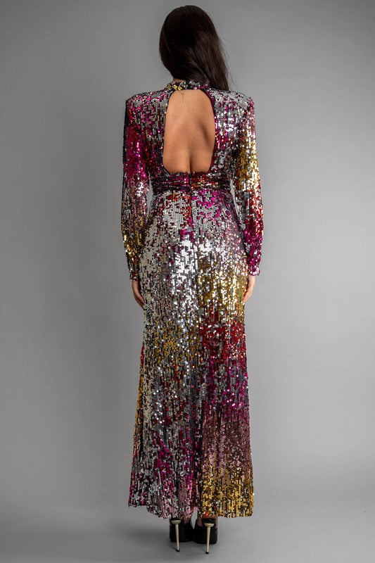Sequin Cut Out Gown