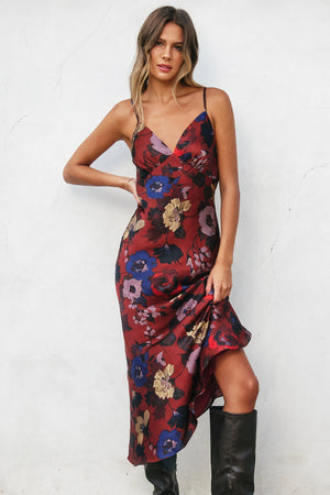 Brandy Satin Floral Dress