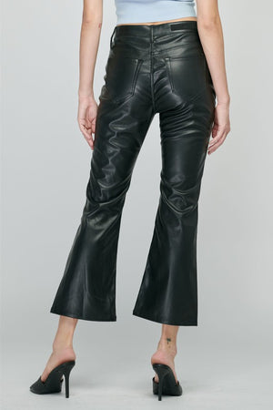 Pleather High Rise Crop Flare Black