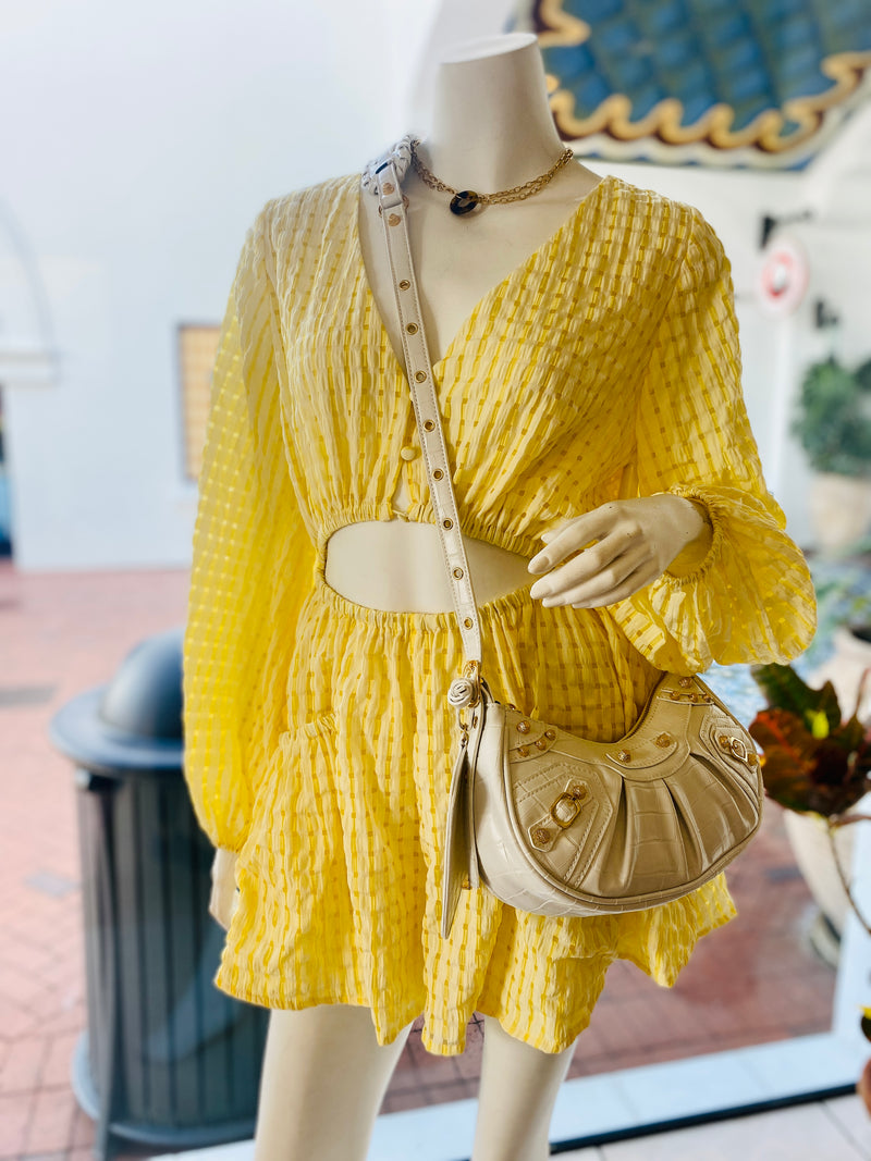 Open Belly Romper Yellow